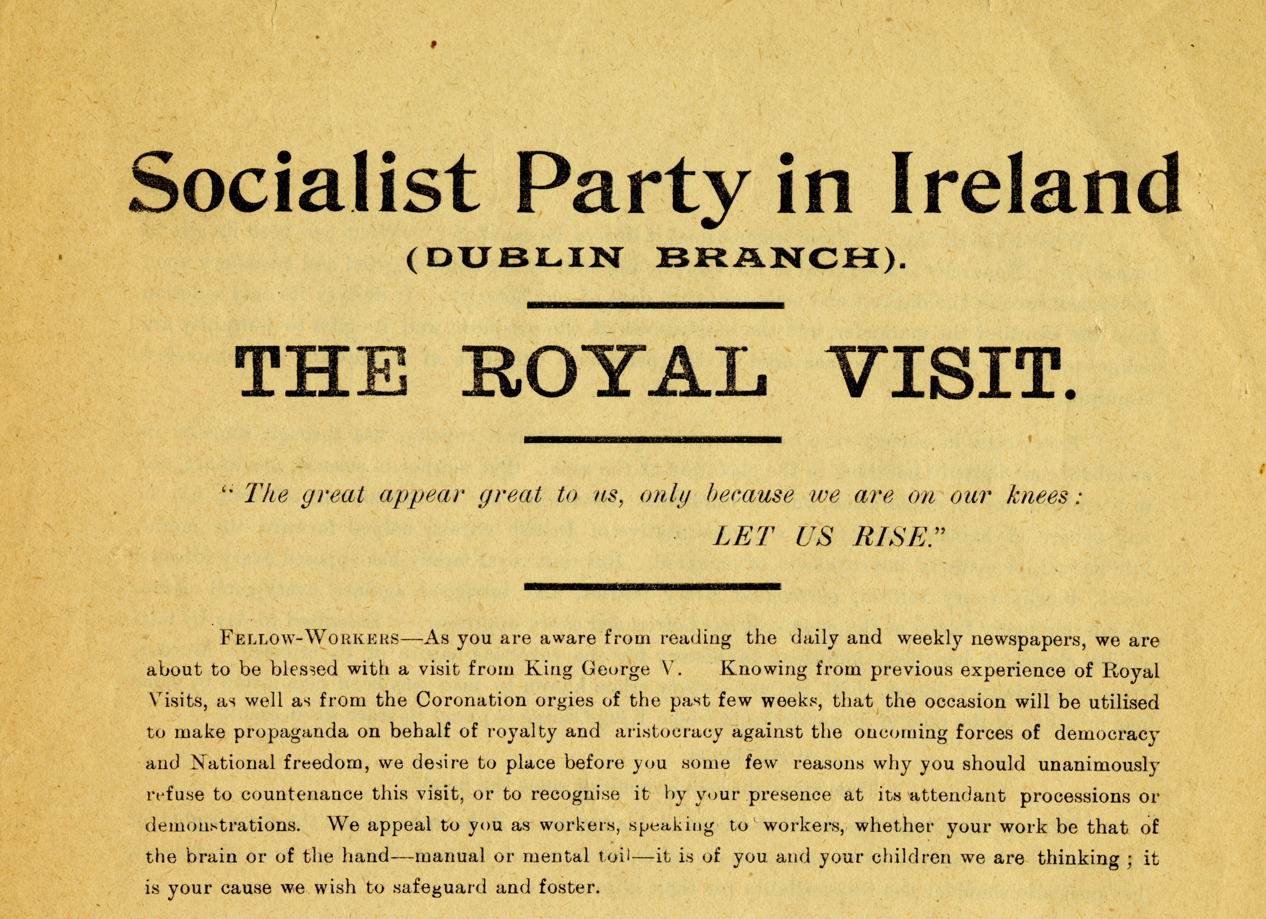 Socialist Party Leaflet 1911