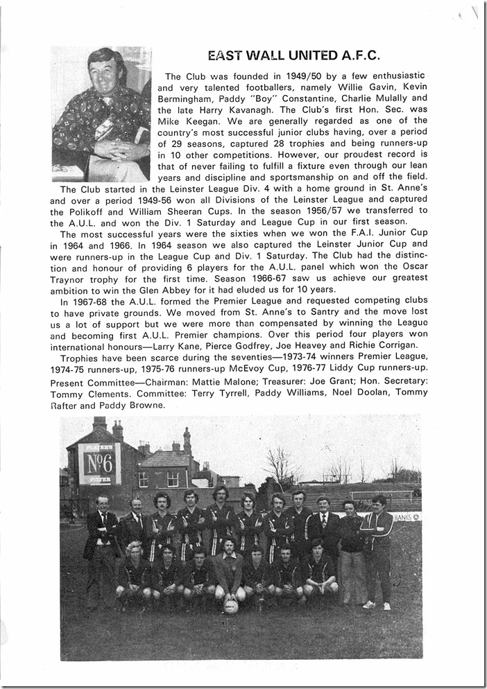 East Wall AFC HISTORY