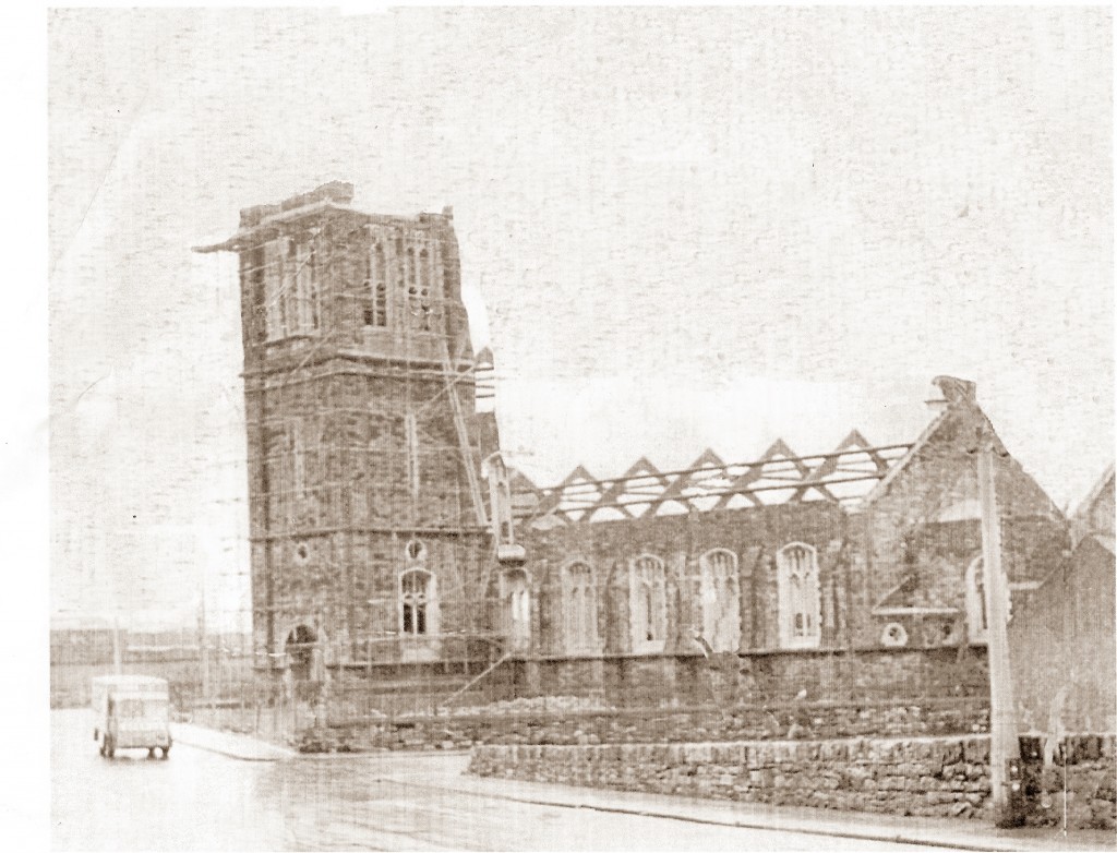 Demolition begins on Barnabas Church , 1969.