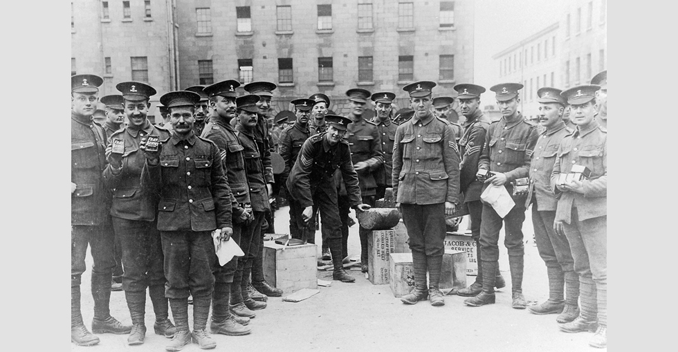 Members of the 7th Battalion with  food supply for journey to Basingstoke
