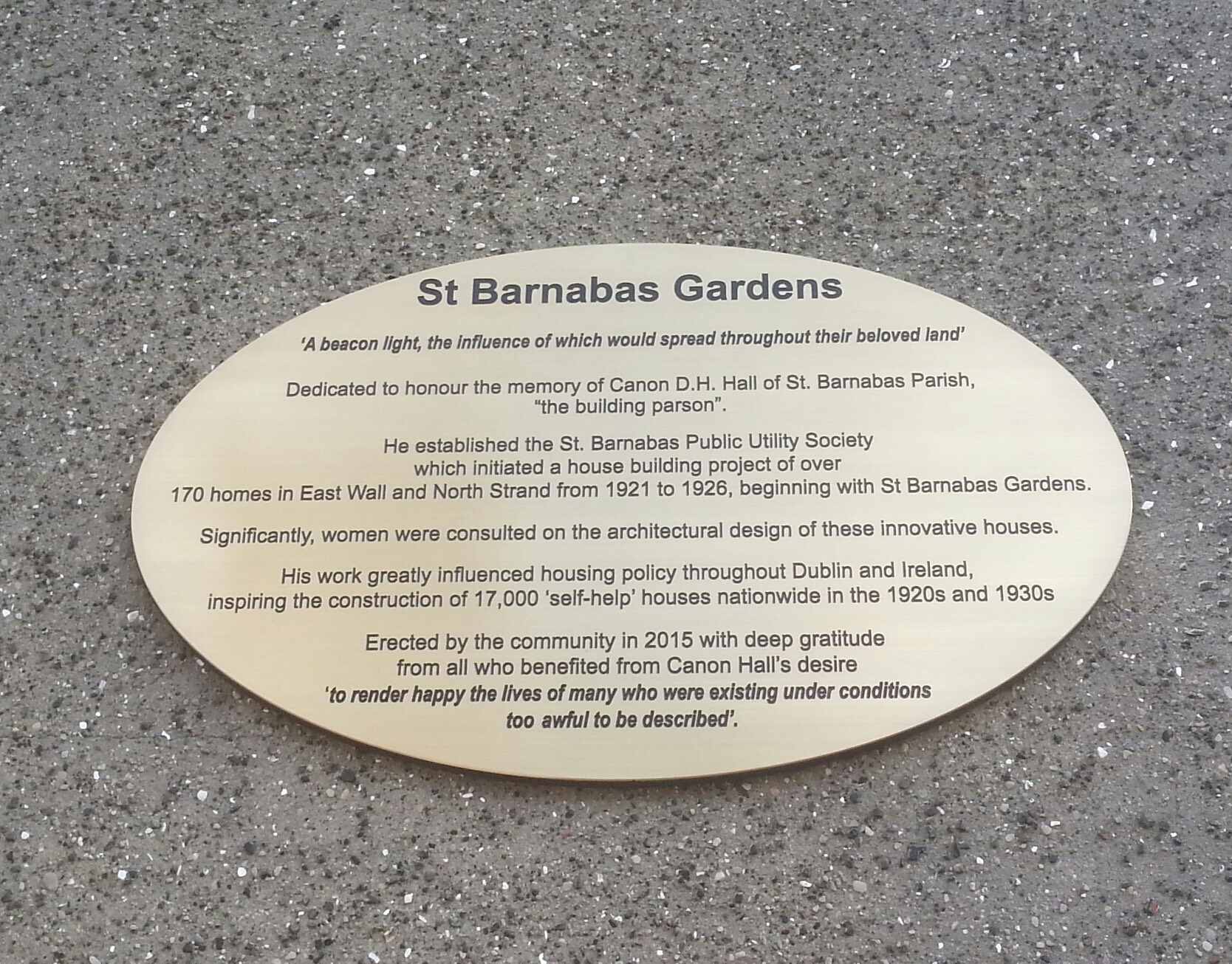 St Barnabas Gardens plaque